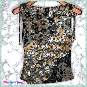 PerSeption 90s Lucile Sleeveless Mixed Media Blouse Women’s Medium USA Made